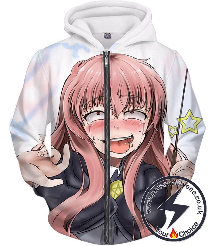 Ahegao Zip Up Hoodie The Familiar of Zero Louise Francoise